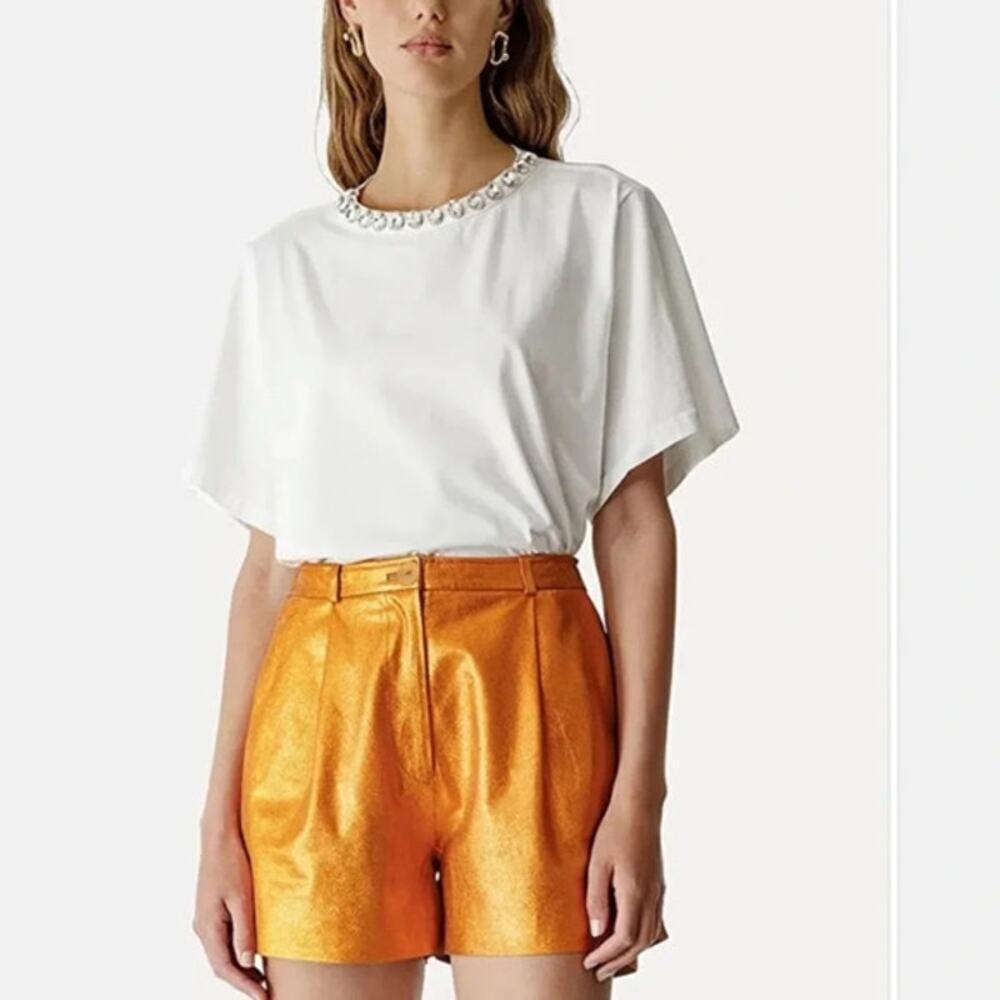 Forte_Forte Forte Forte Jewel Collar Cropped‎ White Tee Shirt Small